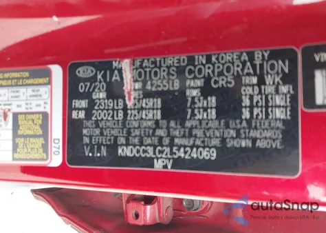 2020 Kia Niro Touring z USA, uszkodzony, nr VIN KNDCC3LC2L5424069